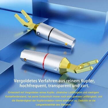 Комплект позолочених роз'ємів-лопаток для акустичних кабелів Monosaudio SY1508G (8 шт), чиста мідь, для кабелів 8-20AWG до 4мм, для підсилювачів та колонок