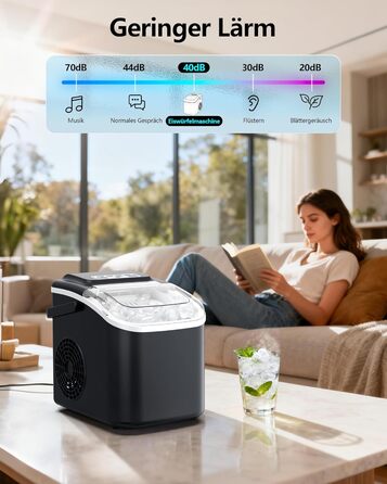 Машина для приготування льоду Eiswürfelmaschine Klein: портативна, 12 кг/24 год, 8 кубиків за 6 хв, 2 розміри, самоочищення для дому, кухні, кемпінгу, вечірки, RV
