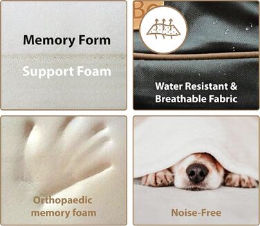 Ортопедичне ліжко для собак Ellie-Bo з Memory Foam, чорне, вологостійке, для клітки 76 см, розмір M - [71 x 48 x 6 см]