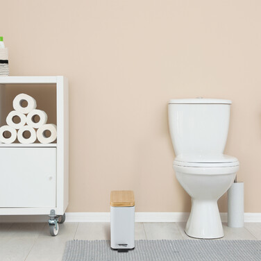 Relaxdays Waste Bin 5 l with Bamboo Lid