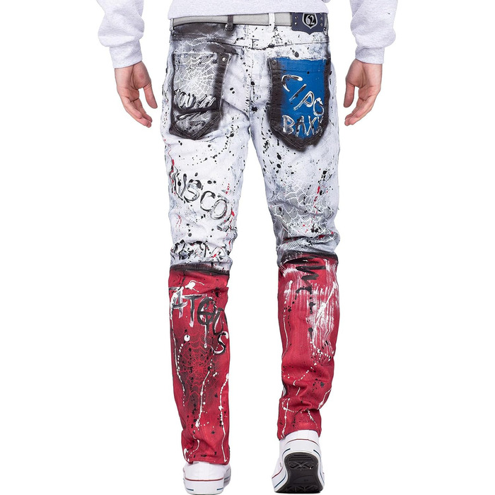 Чоловічі джинси Cipo & Baxx Iceblue Slim Fit 31W/34L з потертостями та стразами