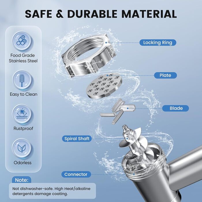 Електрична м'ясорубка 3000 Вт, багатофункціональна, з 3 насадками для фаршу, кубе та 3 насадками для ковбас, для дому