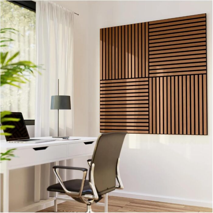 Акустичні настінні панелі HORI з ефектом дерева для шумоізоляції та декору, 60x60x1,8 см, Natural Oak (натуральний дуб, олійоване покриття)