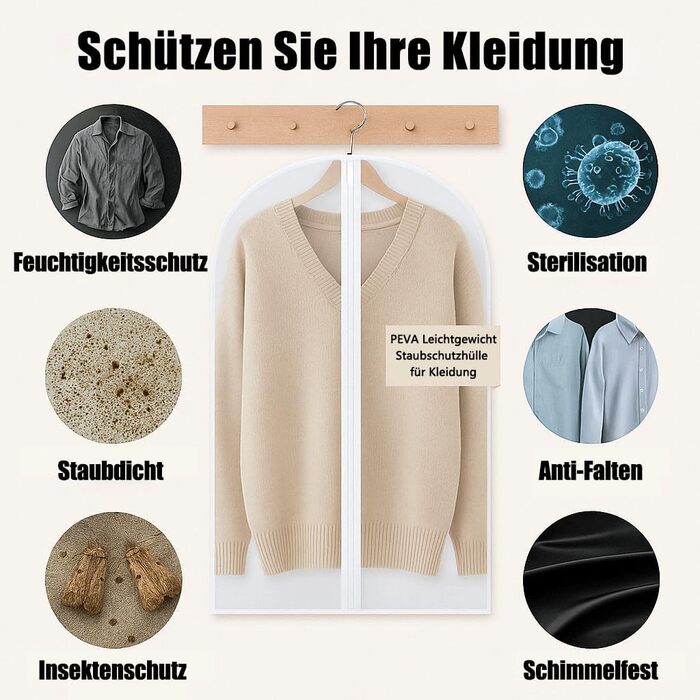 Набір мішечків для одягу CNMTCCO, 6 шт., 60x100 см та 60x120 см, прозорі, захист від пилу та вологи