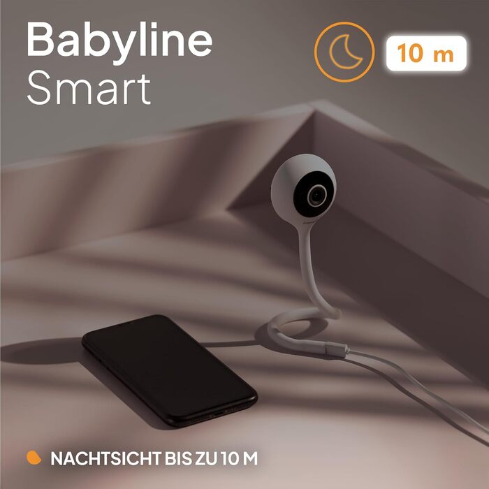 Дитячий відеомонітор Lionelo Care Babyline Smart з Wi-Fi, камерою, мобільним додатком та датчиками руху/звуку (білий)