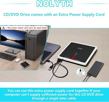 Зовнішній DVD-привід та записувач для ноутбука, Plug and Play USB DVD-бредер