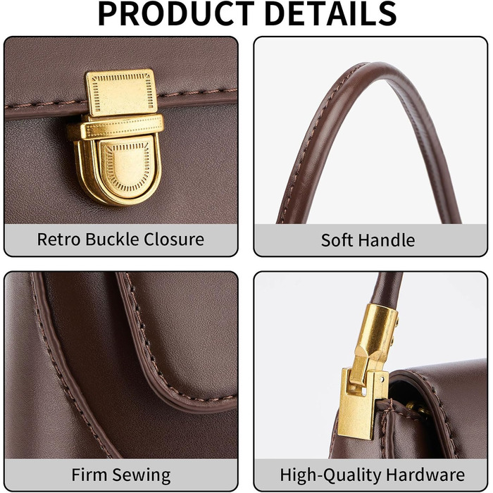 Жіноча сумка-клатч вінтажний стиль, коричнева екошкіра з пряжкою – ретро сумочка через плече