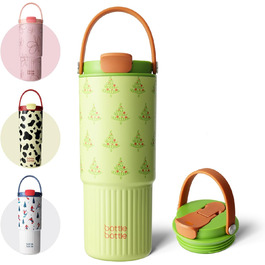 BOTTLE BOTTLE Insulated Water Bottle with Straw and Handle, Stainless Steel Water Bottles for Car, Sports, Home, Office, and School, 750 ml, Leak-Proof, Colors (Tree)