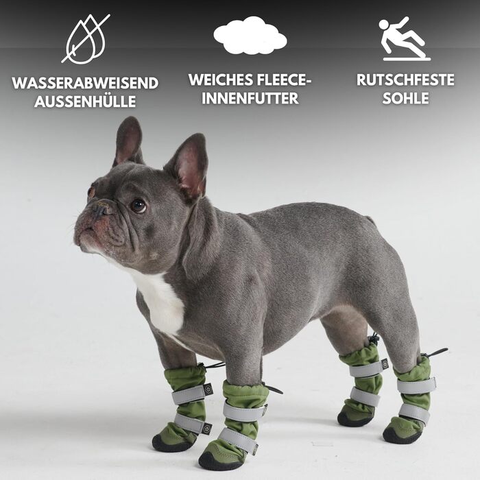 Spark Paws Waterproof Dog Shoes for Medium and Large Dogs, Non-Slip Reflective Dog Boots for Rain, Snow, Hiking, 4-Pack - Brown, A (Green, C: 6.0cm B | 18-27kg)