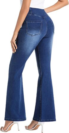 Жіночі джинси Bootcut VX VONXURY з високою посадкою, темно-сині, еластичні, розкльошені, 4 кишені, на кожен день та в офіс, розмір 31