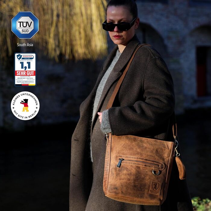 Сумка через плече Berliner Bags Siena Vintage з натуральної шкіри - жіноча сумка-месенджер (Горіховий колір)