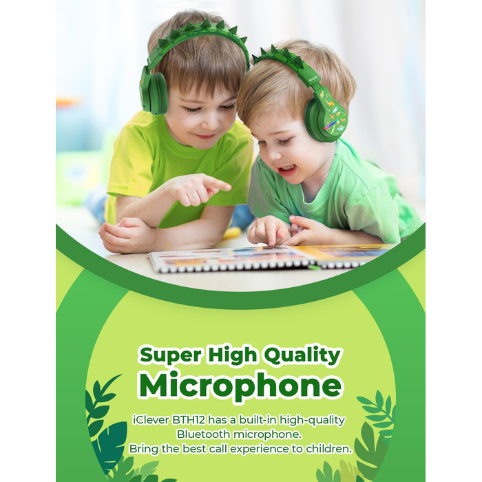 iClever Бездротові навушники для дітей з LED-підсвічуванням, Over-Ear, Bluetooth 5.2, мікрофон, BTH12 (Хвилинка)