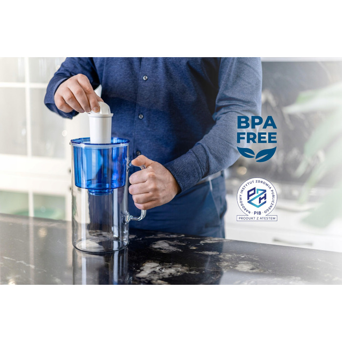 Скляний фільтр-кувшин Wessper D2 BOROSILICATE 3л, синій + 4 фільтри