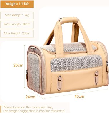 Транспортна переноска для собак та котів, Khaki M: водонепроникна, з антиковзною підкладкою та захистом від вітру