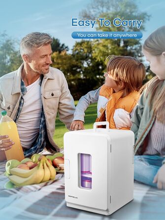 NORTHCLAN Міні холодильник 2в1 15 літрів (21 банка), портативний з охолодженням та нагріванням, 12V/220V для авто, офісу та гуртожитку, чорний, Max & Eco-режим