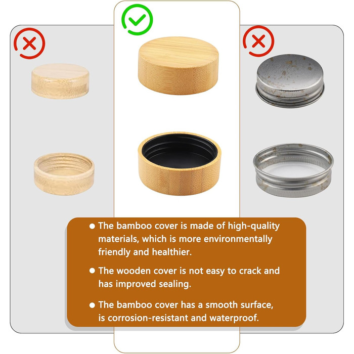 Набір банок для спецій квадратних [12 штук] з бамбуковою кришкою, 120 мл, з воронкою, наклейками, щіткою та ситами