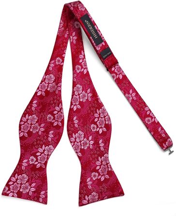 HISDERN Комплект краваток та нагрудного хустинки з квітковим принтом для чоловіків. Квітковий жакардовий комплект краваток для весілля та свят. Рожевий колір.