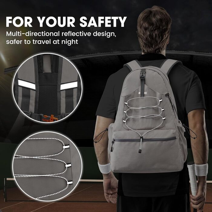G4Free Tennis Bag Backpack - Large Capacity Sports Bag with Shoe Compartment for Men & Women (Ivory)