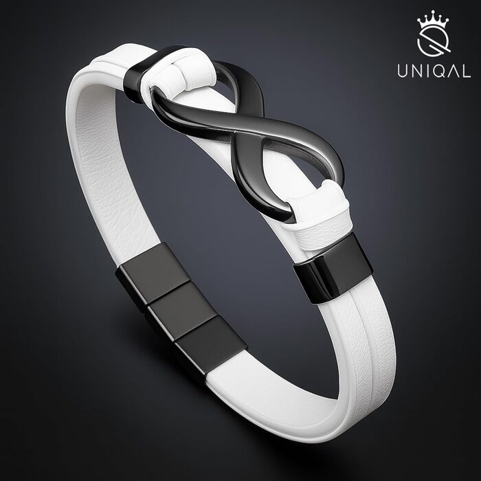 Браслет шкіряний чоловічий UNIQAL Infinity з нержавіючої сталі та натуральної шкіри коричневого кольору, 19 см + подарункова коробка