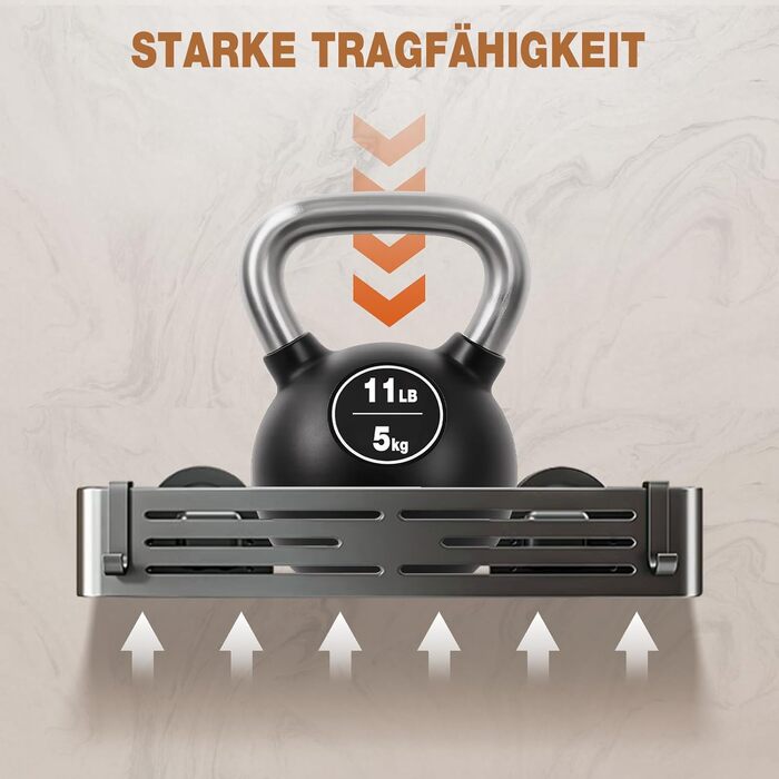 Поличка для душу Lekesky без свердління, кутова, з міцними присосками, алюміній, нержавіюча сталь, знімна, для ванної кімнати, кухні, орендованого житла (набір 2 шт.), колір: Gunmetal Grey, прямокутна