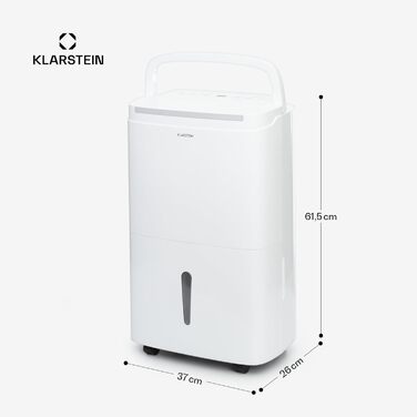 Електричний осушувач повітря Klarstein DryFy Connect 50L: 50 л/24 год, WiFi, Alexa, 7 л бак, таймер, для приміщень 45-55 м²