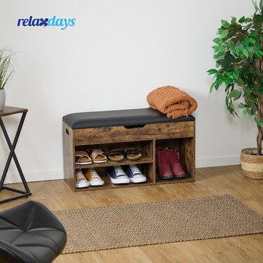Relaxdays Лавка для взуття з сидінням і місцем для зберігання