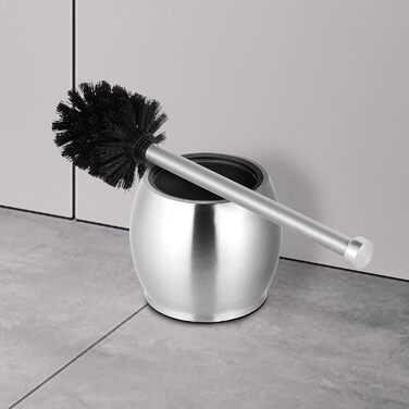 Щітка для унітазу з нержавіючої сталі, чорна, з підставкою, без свердління, з запасним змивачем, для ванної кімнати та туалету