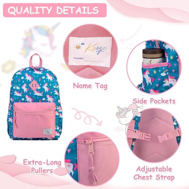 Дитячий рюкзак для дівчаток та хлопчиків, 1 клас, 6-8 років, водонепроникний, 13 літрів, 29x12x38 см (Блакитний Єдиноріг)