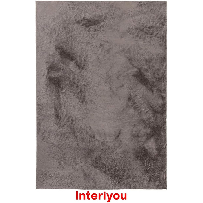 Тепличний килим Interiyou Fargo для вітальні 80x150 см - короткий ворс, миється, не ковзає, пухнастий штучний килим з довгого ворсу (160 x 230 см, сірий)