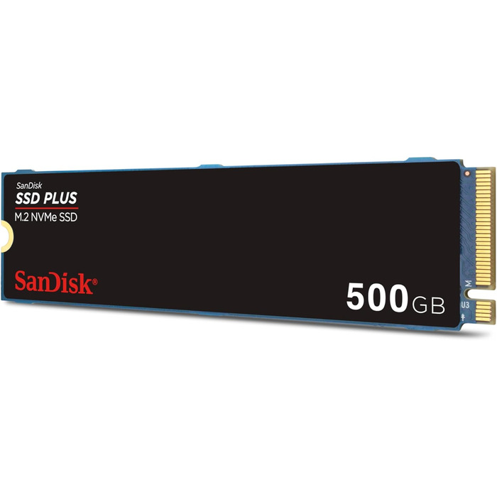 SSD SanDisk Plus 500GB NVMe PCIe Gen 4.0 - внутрішній накопичувач, до 5150 МБ/с, nCache, гарантія 5 років