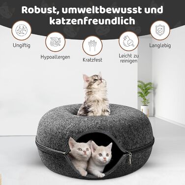 PAWSAGE® Бункер для котів з фетру, XL, 60*60*28 см, лежанка для котів, міцний фетр