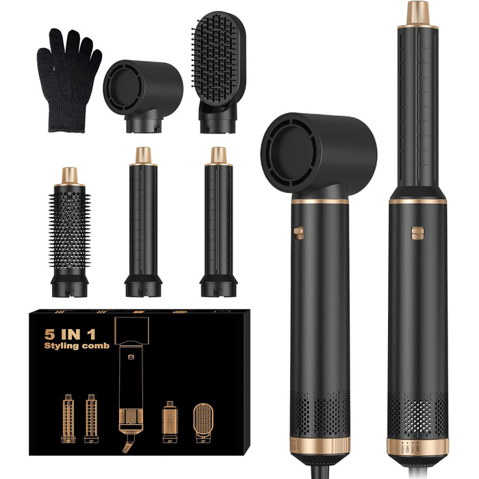 UKLISS Airstyler Pro 7-в-1: професійний фен-щітка з іонізацією, 1400W. Для створення локонів, випрямлення та сушіння волосся. (Жовтий)