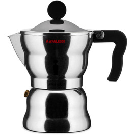 Еспресо-кавомашина Alessi AAM33/6 Design - 3 чашки, алюмінієвий корпус, термопластик, срібна