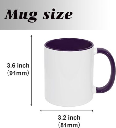 MR.R 11 Unzen Sublimation blank mugs, blank white mug, mug with purple color inside and handle, set of 6