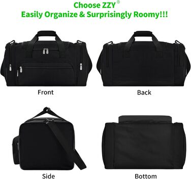 Sports Bag, Travel Bag, Fitness Bag with Shoulder Strap, Weekend Bag for Women and Men (Black, 40L)
