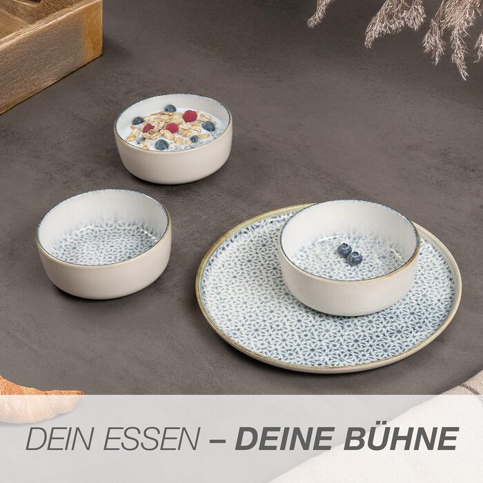 Набір мисок Moritz & Moritz ALHAMBRA 6 шт. блакитні - стильні та міцні миски з порцеляни для мюслі, супів та салатів. Можна мити в посудомийній машині, підходять для мікрохвильової печі, ідеальні для щоденного використання.