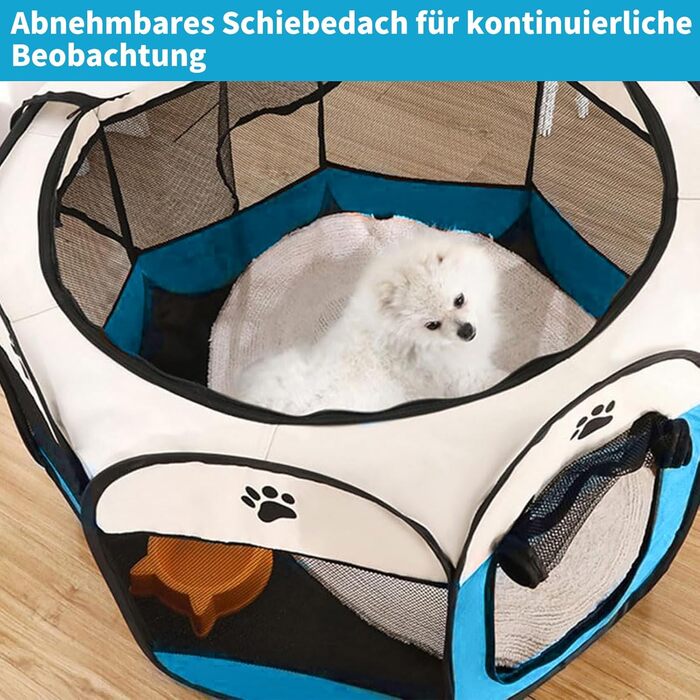 Змінний вольєр для цуценят, портативний огородження для собак, кроликів та котів (синьо-білий)