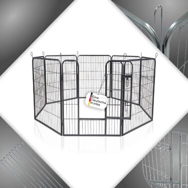 Zoomundo Забіг для цуценят 100см, XL: забіг для тварин, клітка, огорожа, загін для цуценят - Black Edition