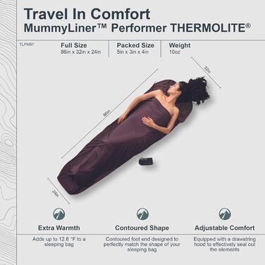 Спальний мішок-вкладиш Cocoon MummyLiner Thermolite Performer, термозахист, легкий, для туризму