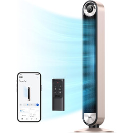 Dreo Smart Тихий вежовий вентилятор з охолодженням, 106 см, Wi-Fi, керування Alexa, 90° осциляція, 9 швидкостей, 4 режими, таймер 12 годин, пульт, чорний