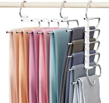 Підвісні вішалки для штанів DAMITA: 2 шт., фальш, білі, з пластику та нержавіючої сталі, для штанів, суконь, джинсів, шалей, одягу для жінок та чоловіків. Організатор для шафи.