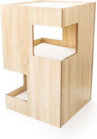 Преміум будиночок для кота з дерева, замок-вежа з ліжками, 50x50x80 см, темно-сірий (бежевий)