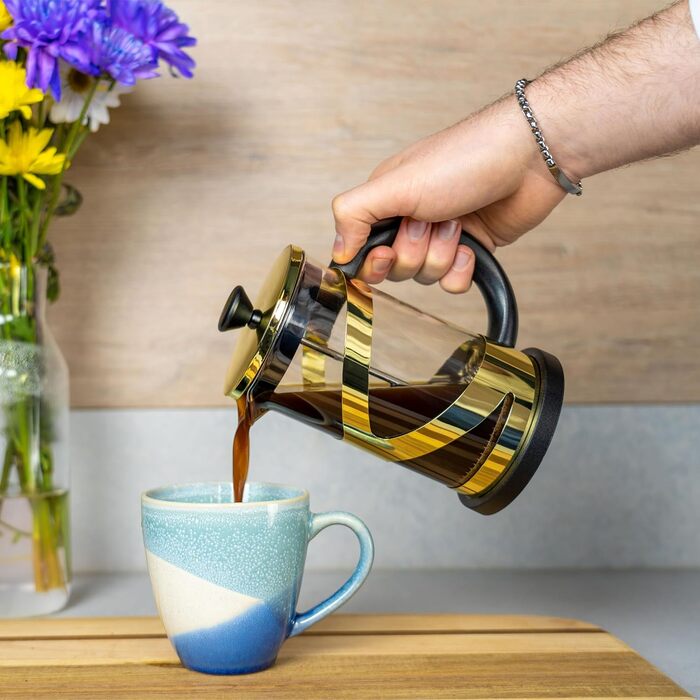 Кавоварка French Press Café Olé Classico, 800 мл, 6 чашок, нержавіюча сталь, золоте покриття, CM-08G