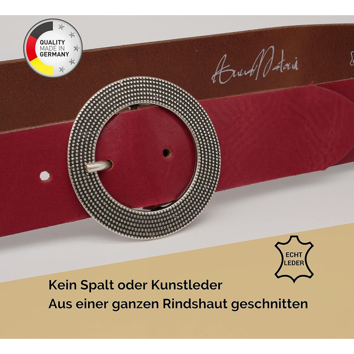 Жіночий шкіряний ремінь AnnaMatoni 4 см, Німеччина - вічний дизайн, натуральна шкіра, нікелева пряжка, червоний колір