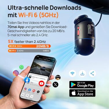 Відеореєстратор 70mai Dash Cam 4K Omni: 4K+1080P, 360° огляд, Dual STARVIS 2 HDR, GPS, WiFi, 4G LTE, 24/7 запис, AI-розпізнавання, нічне бачення, 128GB SD-карта