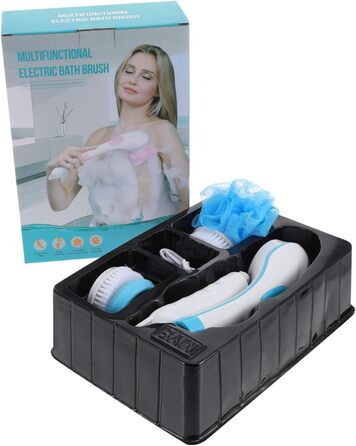 Minkissy 1-Piece Bath Brush Body Cleaning Brush Rotating Exfoliating Brush Face Washing Brush Massage Brush Electric Shower Brush Massage Brush for the Back Bath Accessories Abs Blue