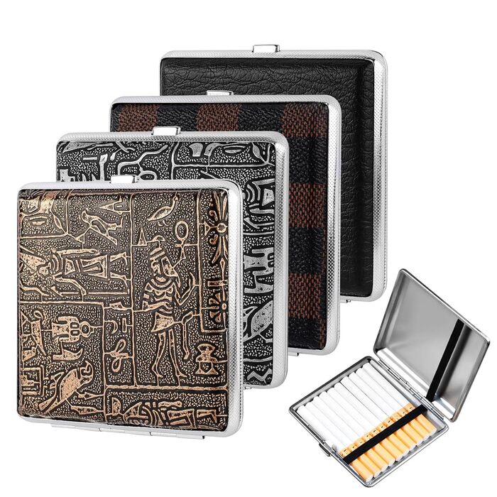 Чохол для сигарет на 20 сигарет з шкіри та металу, Zigarettenetui, чохол для сигарет для чоловіків та жінок