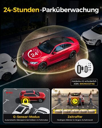 3-канальний автомобільний відеореєстратор GKU C300 4K+1080P+4K, передня, салонна та задня камери, 5.8G WiFi, чорний