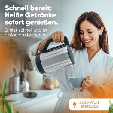 Електричний чайник Clatronic WKS 3692: 1,5 л, нержавіюча сталь, без BPA, з автовимкненням