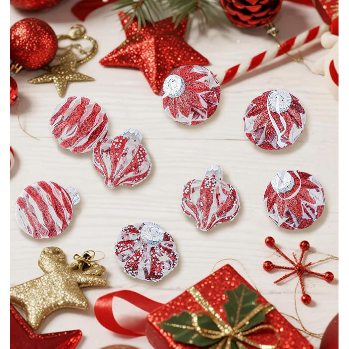 Набір ялинкових прикрас 30 шт. 6см, пластикові кулі, темно-синій та білий, ялинкові кулі для декору, набір прикрас для ялинки, 30 шт. (12 шт. 8см, прозорі та червоні)